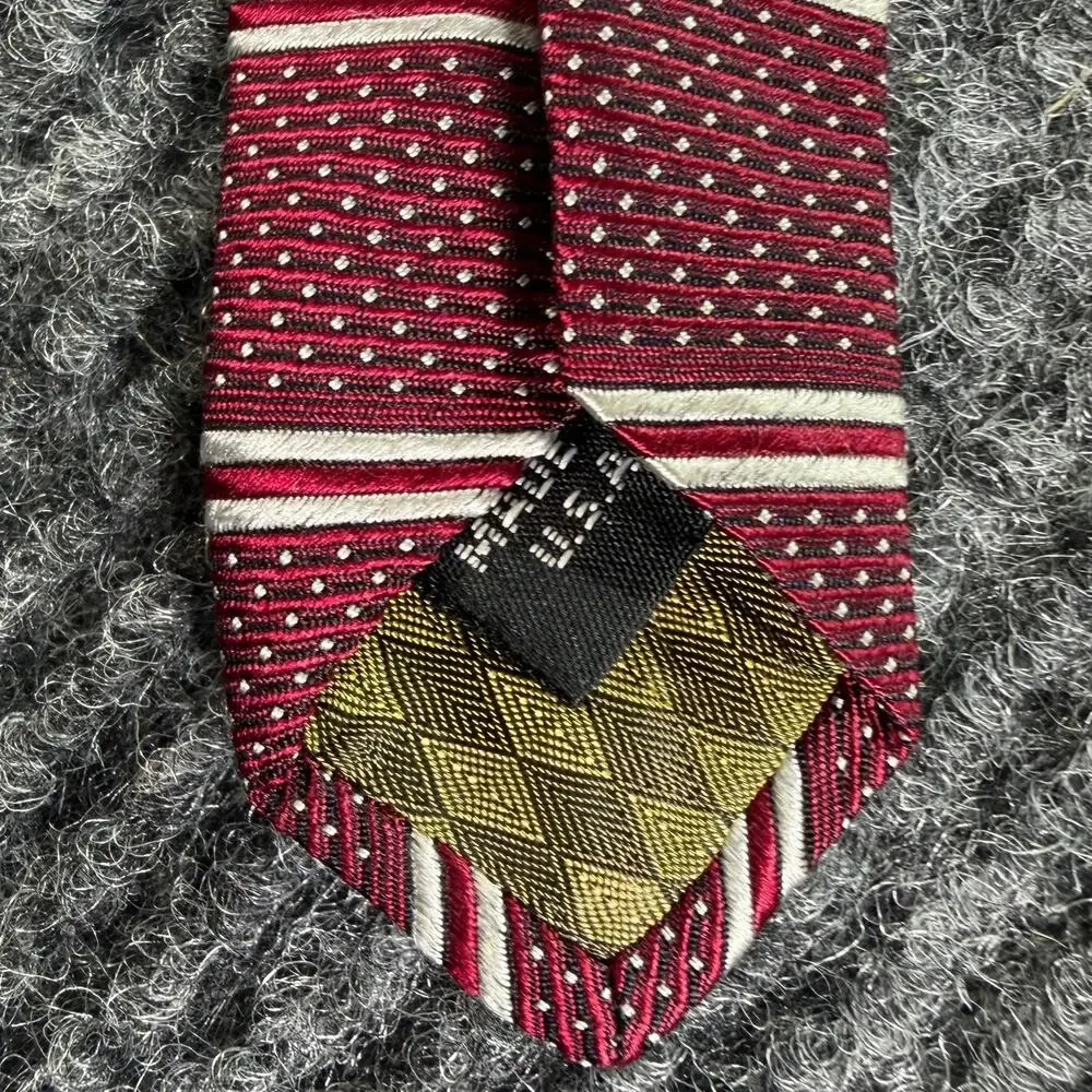 Bruno Piattelli Mens Tie 100% Italian Silk Burgundy Red Striped Necktie